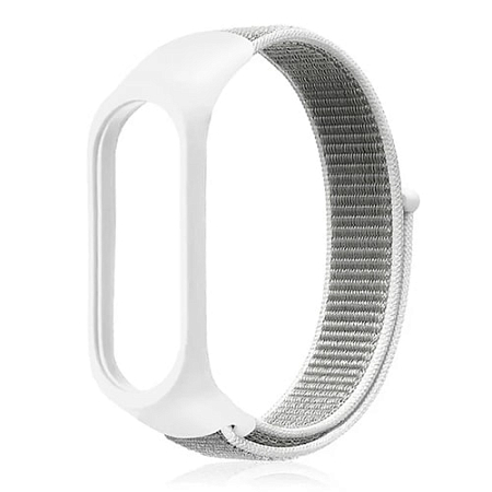 Ремешок для Mi Band 5 нейлоновый на липучке Белый