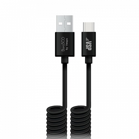 Дата-кабель USB - Type-C, 2А, 2м, витой черный, BoraSCO VSP