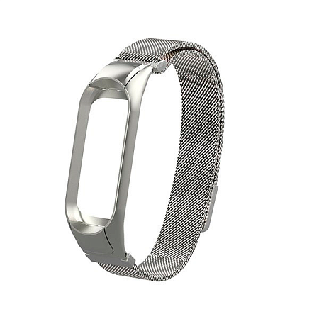 Миланский сетчатый браслет для Mi Band 4 Серебристый Магнитный замок