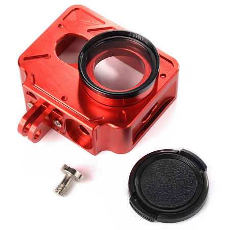 Алюминиевый корпус с винтовой крышкой объектива для Yi Action Camera Basic (A221)