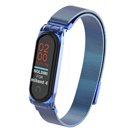 Миланский сетчатый браслет для Mi Band 4 Синий Магнитный замок