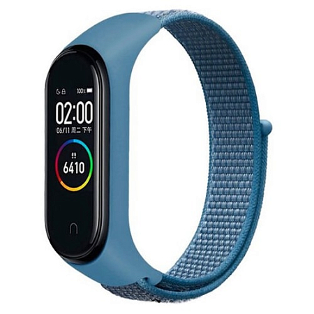 Ремешок для Mi Band 5 нейлоновый на липучке Бирюзовый