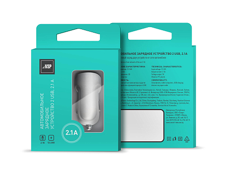 АЗУ Vespa 2USB, 2,1A (белое)